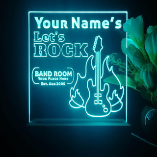 ADVPRO Band room_guitar with fire Personalized Tabletop LED neon sign st5-p0016-tm - Sky Blue