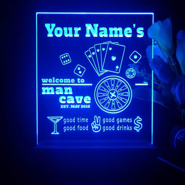ADVPRO Man Cave_ Playing card game Personalized Tabletop LED neon sign st5-p0021-tm - Blue