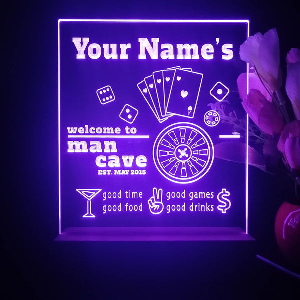 ADVPRO Man Cave_ Playing card game Personalized Tabletop LED neon sign st5-p0021-tm - Purple