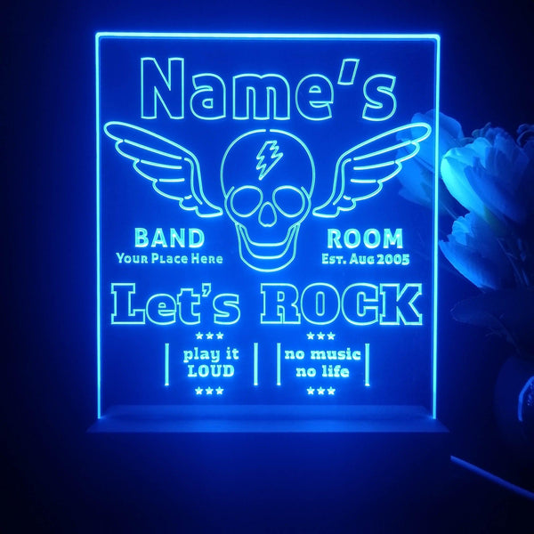 ADVPRO Band Room Skull with Wing Personalized Tabletop LED neon sign st5-p0029-tm - Blue