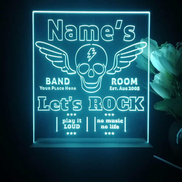 ADVPRO Band Room Skull with Wing Personalized Tabletop LED neon sign st5-p0029-tm - Sky Blue
