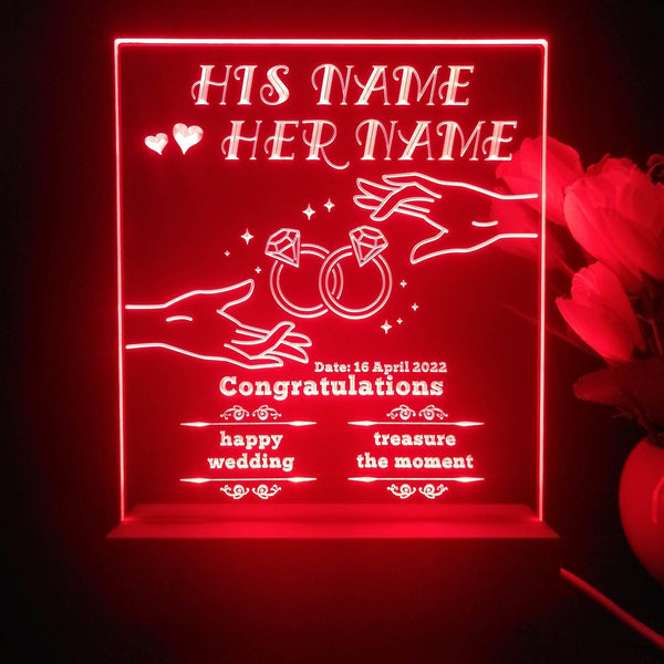ADVPRO Happy Wedding Two hands with Ring Personalized Tabletop LED neon sign st5-p0030-tm - Red