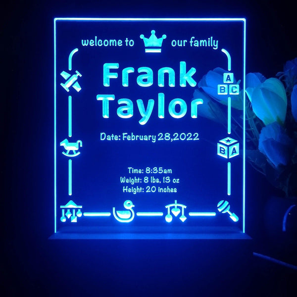 ADVPRO Welcome to our family with baby name Personalized Tabletop LED neon sign st5-p0041-tm - Blue