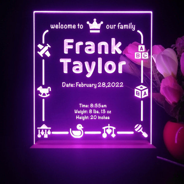 ADVPRO Welcome to our family with baby name Personalized Tabletop LED neon sign st5-p0041-tm - Purple