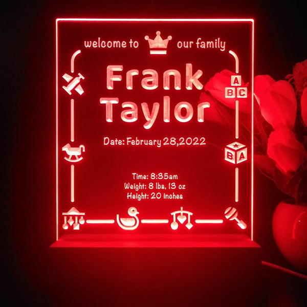 ADVPRO Welcome to our family with baby name Personalized Tabletop LED neon sign st5-p0041-tm - Red
