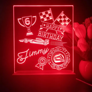 ADVPRO Happy Birthday – boy theme racing car with flag icons B Personalized Tabletop LED neon sign st5-p0043-tm - Red