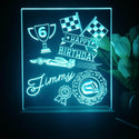 ADVPRO Happy Birthday – boy theme racing car with flag icons B Personalized Tabletop LED neon sign st5-p0043-tm - Sky Blue