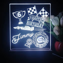 ADVPRO Happy Birthday – boy theme racing car with flag icons B Personalized Tabletop LED neon sign st5-p0043-tm - White