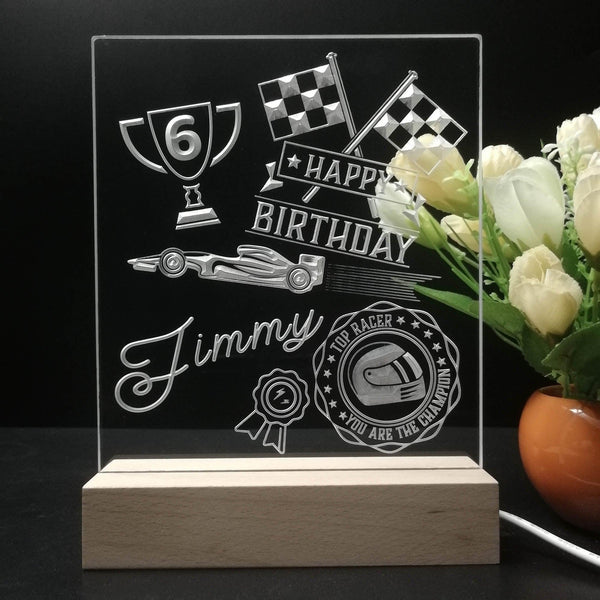 ADVPRO Happy Birthday – boy theme racing car with flag icons B Personalized Tabletop LED neon sign st5-p0043-tm - 7 Color