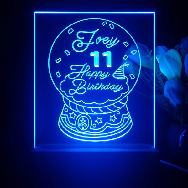 ADVPRO Happy Birthday – Girl theme snow globe Personalized Tabletop LED neon sign st5-p0045-tm - Blue