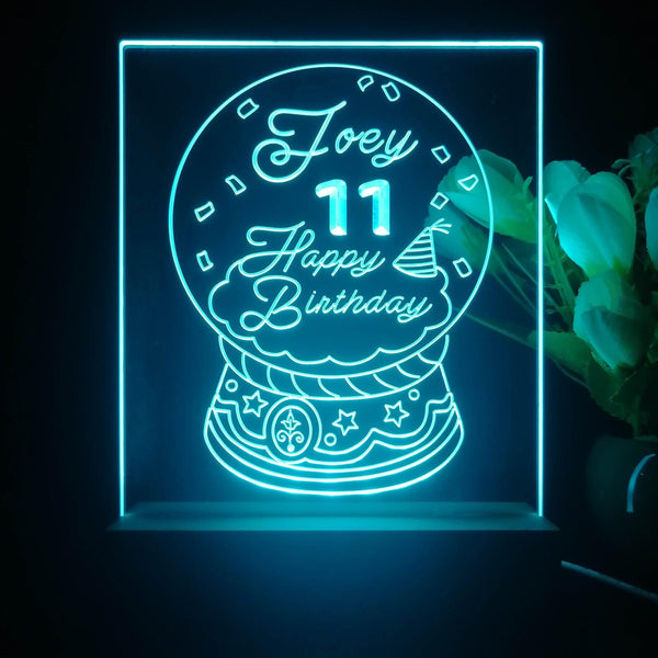 ADVPRO Happy Birthday – Girl theme snow globe Personalized Tabletop LED neon sign st5-p0045-tm - Sky Blue