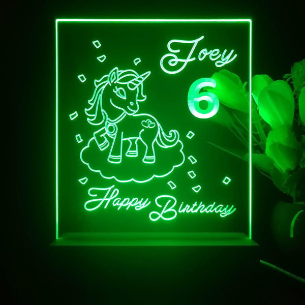 ADVPRO Happy Birthday – Girl theme unicorn Personalized Tabletop LED neon sign st5-p0046-tm - Green