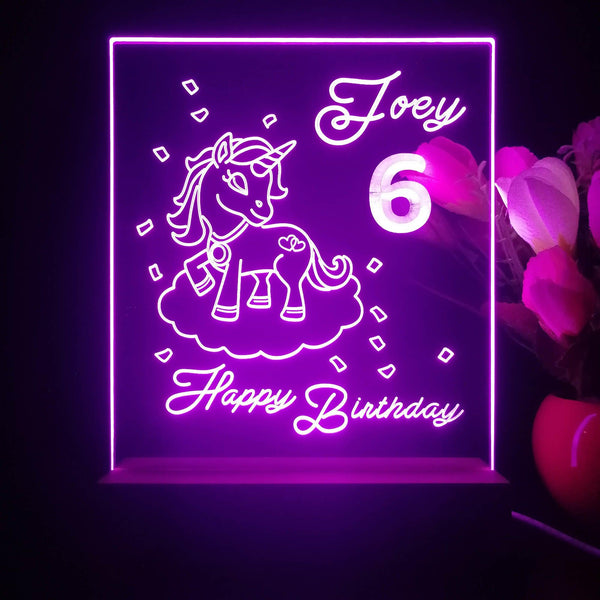 ADVPRO Happy Birthday – Girl theme unicorn Personalized Tabletop LED neon sign st5-p0046-tm - Purple