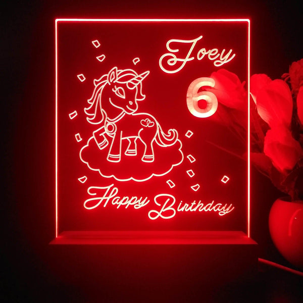 ADVPRO Happy Birthday – Girl theme unicorn Personalized Tabletop LED neon sign st5-p0046-tm - Red