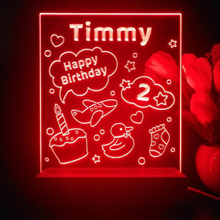 ADVPRO Happy Birthday – little bay boy with icons Personalized Tabletop LED neon sign st5-p0047-tm - Red