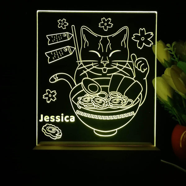 ADVPRO Japan noodle with cat Personalized Tabletop LED neon sign st5-p0050-tm - Yellow