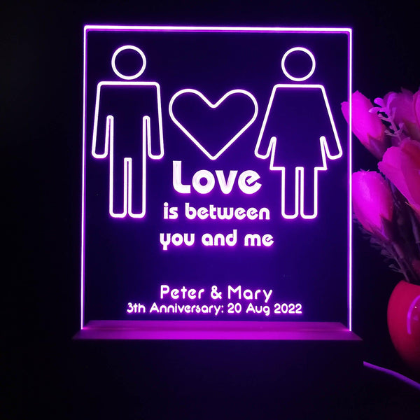 ADVPRO love is between you and me Personalized Tabletop LED neon sign st5-p0052-tm - Purple