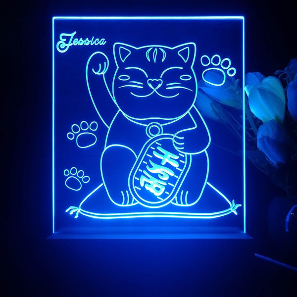 ADVPRO Japanese money cat Personalized Tabletop LED neon sign st5-p0058-tm - Blue