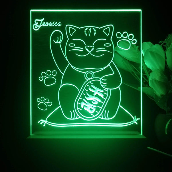 ADVPRO Japanese money cat Personalized Tabletop LED neon sign st5-p0058-tm - Green