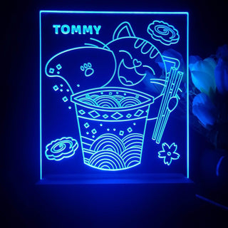 ADVPRO Japanese cup noodle with cat Personalized Tabletop LED neon sign st5-p0061-tm - Blue