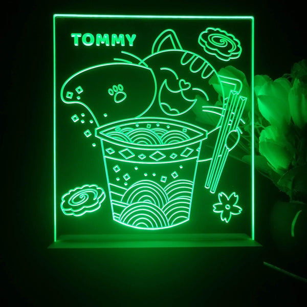 ADVPRO Japanese cup noodle with cat Personalized Tabletop LED neon sign st5-p0061-tm - Green