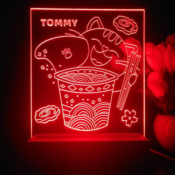 ADVPRO Japanese cup noodle with cat Personalized Tabletop LED neon sign st5-p0061-tm - Red