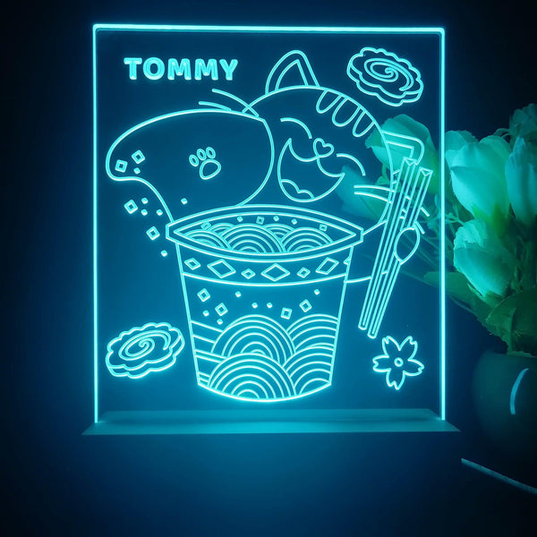ADVPRO Japanese cup noodle with cat Personalized Tabletop LED neon sign st5-p0061-tm - Sky Blue