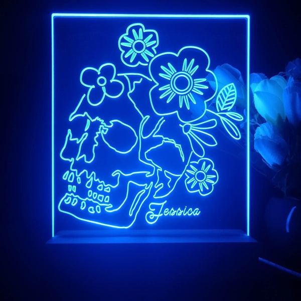 ADVPRO Skull head with flower Personalized Tabletop LED neon sign st5-p0062-tm - Blue