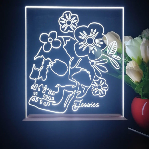 ADVPRO Skull head with flower Personalized Tabletop LED neon sign st5-p0062-tm - White