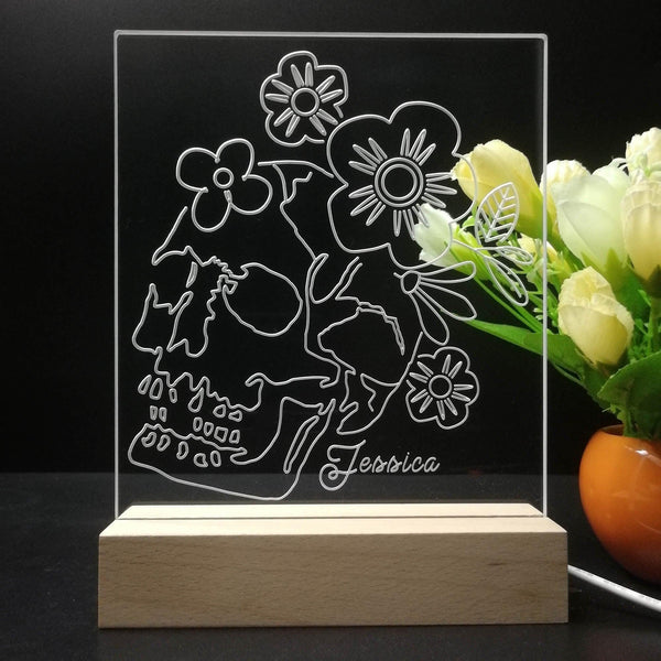ADVPRO Skull head with flower Personalized Tabletop LED neon sign st5-p0062-tm - 7 Color