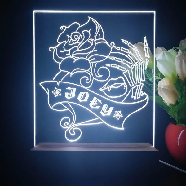 ADVPRO Skull hand with rose and love Personalized Tabletop LED neon sign st5-p0064-tm - White