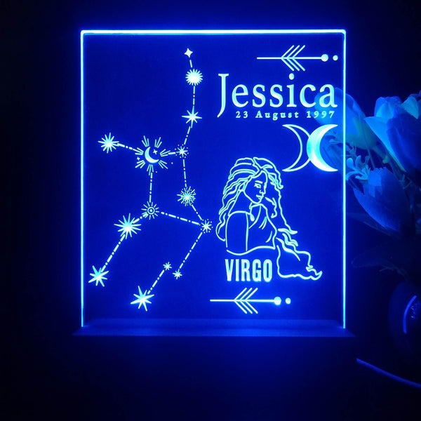 ADVPRO Zodiac Virgo – Name & birthday Personalized Tabletop LED neon sign st5-p0067-tm - Blue