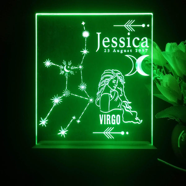 ADVPRO Zodiac Virgo – Name & birthday Personalized Tabletop LED neon sign st5-p0067-tm - Green