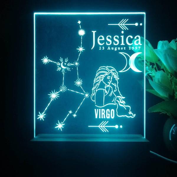 ADVPRO Zodiac Virgo – Name & birthday Personalized Tabletop LED neon sign st5-p0067-tm - Sky Blue
