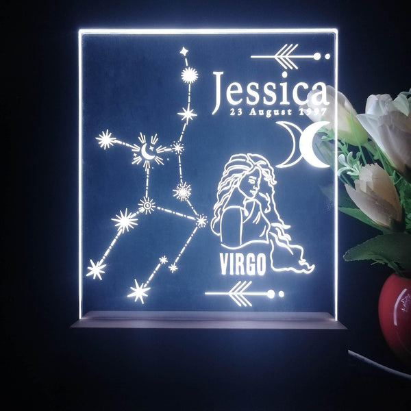 ADVPRO Zodiac Virgo – Name & birthday Personalized Tabletop LED neon sign st5-p0067-tm - White