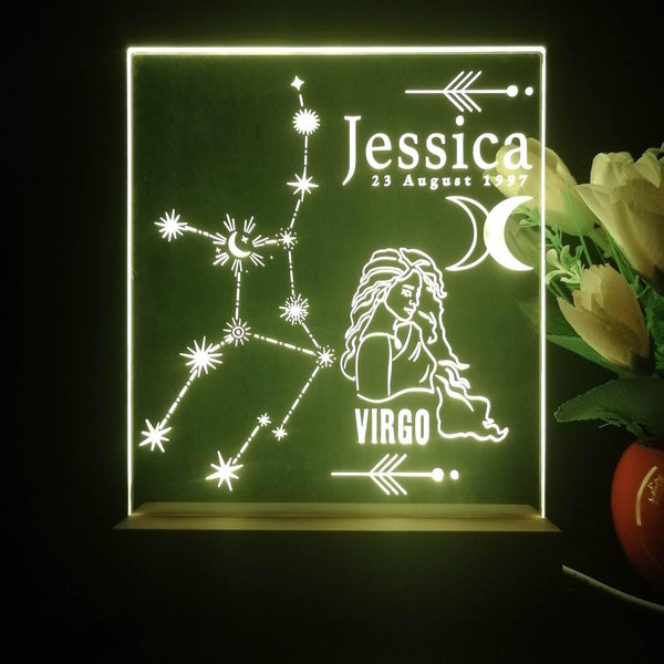 ADVPRO Zodiac Virgo – Name & birthday Personalized Tabletop LED neon sign st5-p0067-tm - Yellow