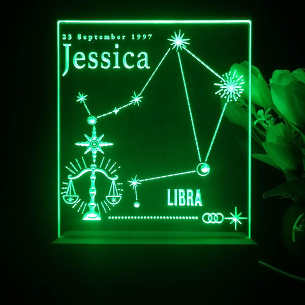 ADVPRO Zodiac Libra – Name & birthday Personalized Tabletop LED neon sign st5-p0068-tm - Green