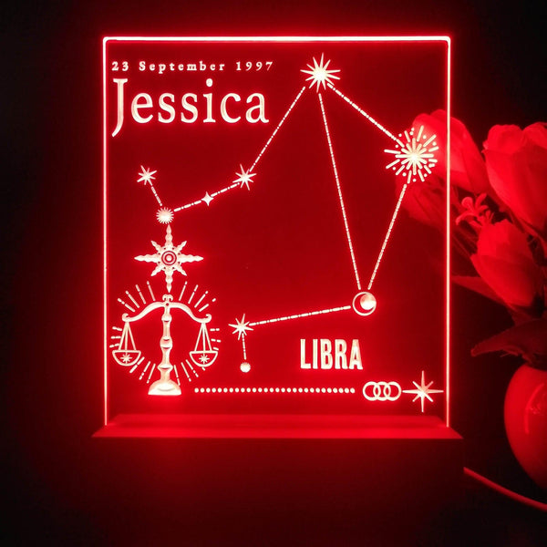 ADVPRO Zodiac Libra – Name & birthday Personalized Tabletop LED neon sign st5-p0068-tm - Red