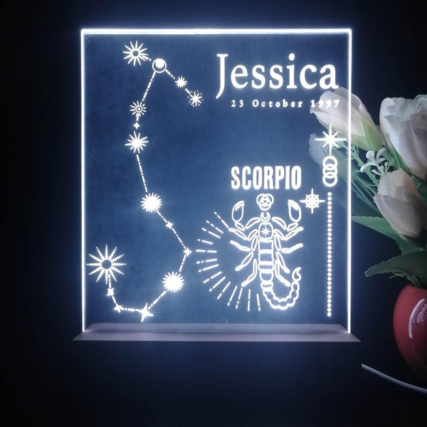 ADVPRO Zodiac Scorpio – Name & birthday Personalized Tabletop LED neon sign st5-p0069-tm - White