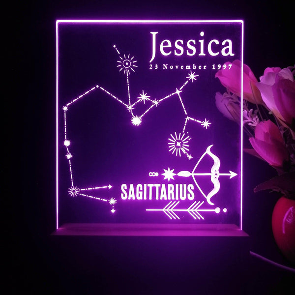 ADVPRO Zodiac Sagiffarius – Name & birthday Personalized Tabletop LED neon sign st5-p0070-tm - Purple