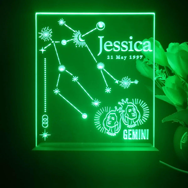 ADVPRO Zodiac Gemini – Name & birthday Personalized Tabletop LED neon sign st5-p0076-tm - Green