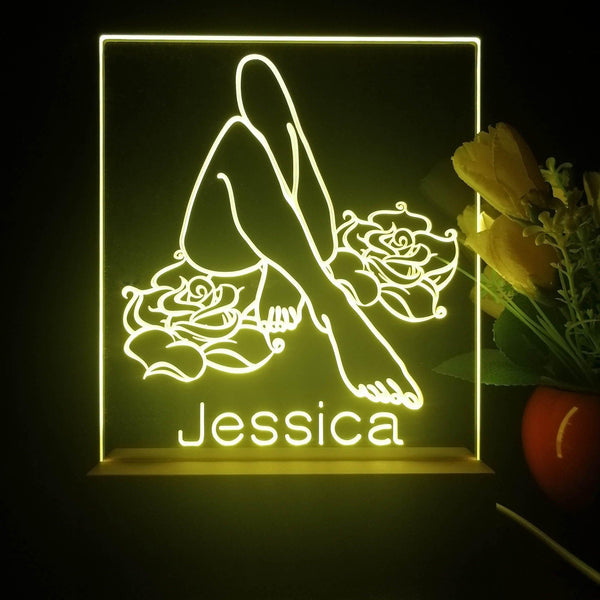 ADVPRO Sexy pose with 2 roses Personalized Tabletop LED neon sign st5-p0080-tm - Yellow