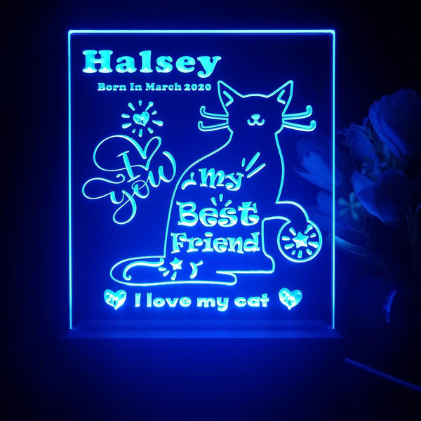 ADVPRO My best friend – cat Personalized Tabletop LED neon sign st5-p0086-tm - Blue