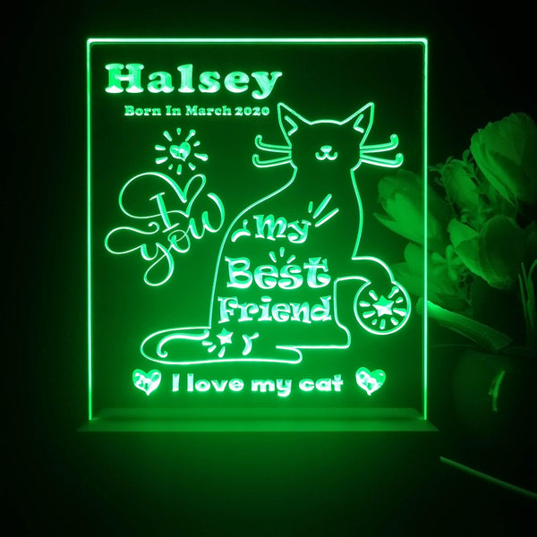 ADVPRO My best friend – cat Personalized Tabletop LED neon sign st5-p0086-tm - Green