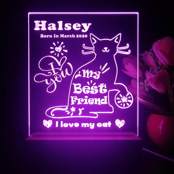ADVPRO My best friend – cat Personalized Tabletop LED neon sign st5-p0086-tm - Purple