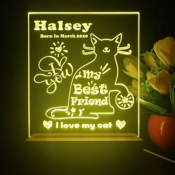 ADVPRO My best friend – cat Personalized Tabletop LED neon sign st5-p0086-tm - Yellow