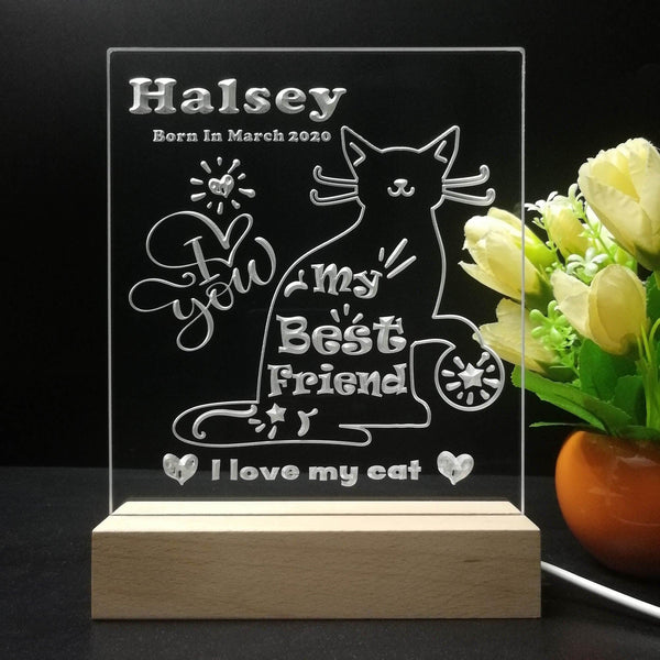 ADVPRO My best friend – cat Personalized Tabletop LED neon sign st5-p0086-tm - 7 Color