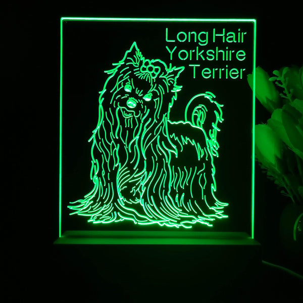 ADVPRO Long Hair Yorkshire Terrier Personalized Tabletop LED neon sign st5-p0099-tm - Green