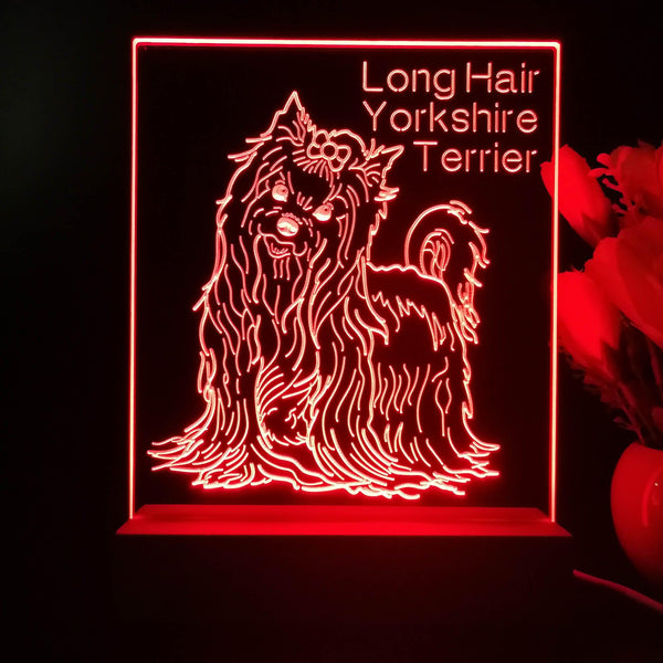 ADVPRO Long Hair Yorkshire Terrier Personalized Tabletop LED neon sign st5-p0099-tm - Red