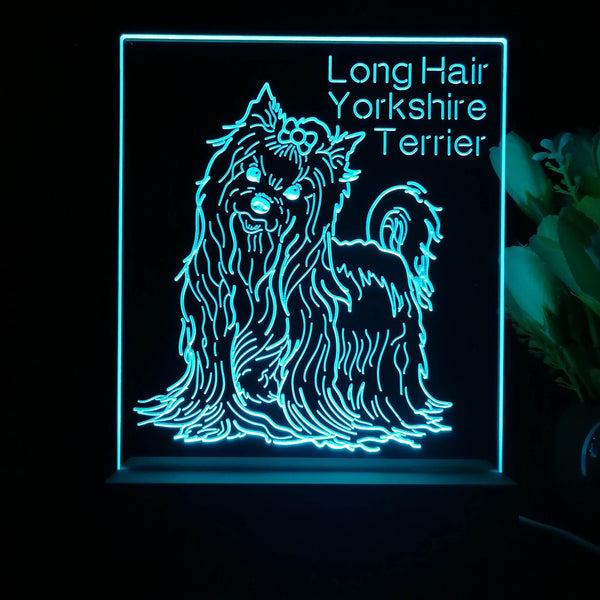 ADVPRO Long Hair Yorkshire Terrier Personalized Tabletop LED neon sign st5-p0099-tm - Sky Blue